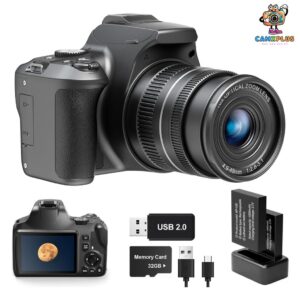 Máy ảnh kỹ thuật số 4K zoom 40X, máy ảnh DSLR 64MP cho người mới bắt đầu chụp ảnh, tự động lấy nét, quay vlog HD 1080P với chống rung EIS